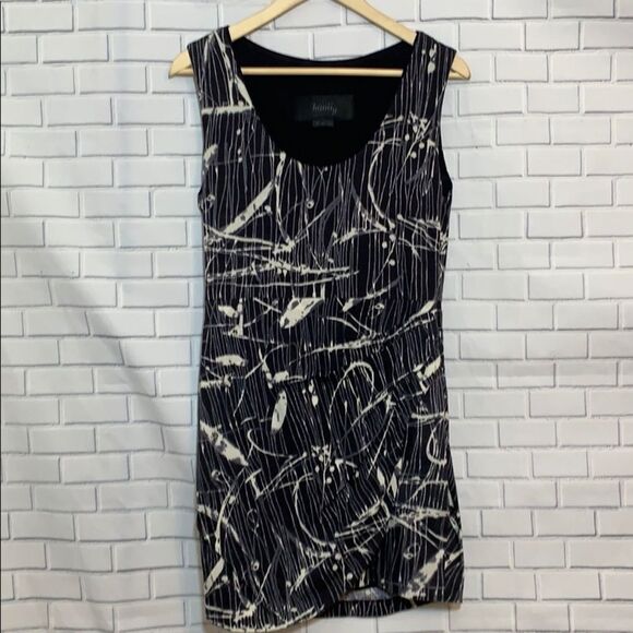 Hanii Y Ruched Spatter Print Dress Size 42/8 - Picture 1 of 5